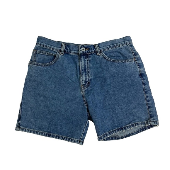 Vintage 90s Jean Shorts Calvin Klein Denim Cargo Blue Dad Modest Size 7 28 Waist - Picture 3 of 6